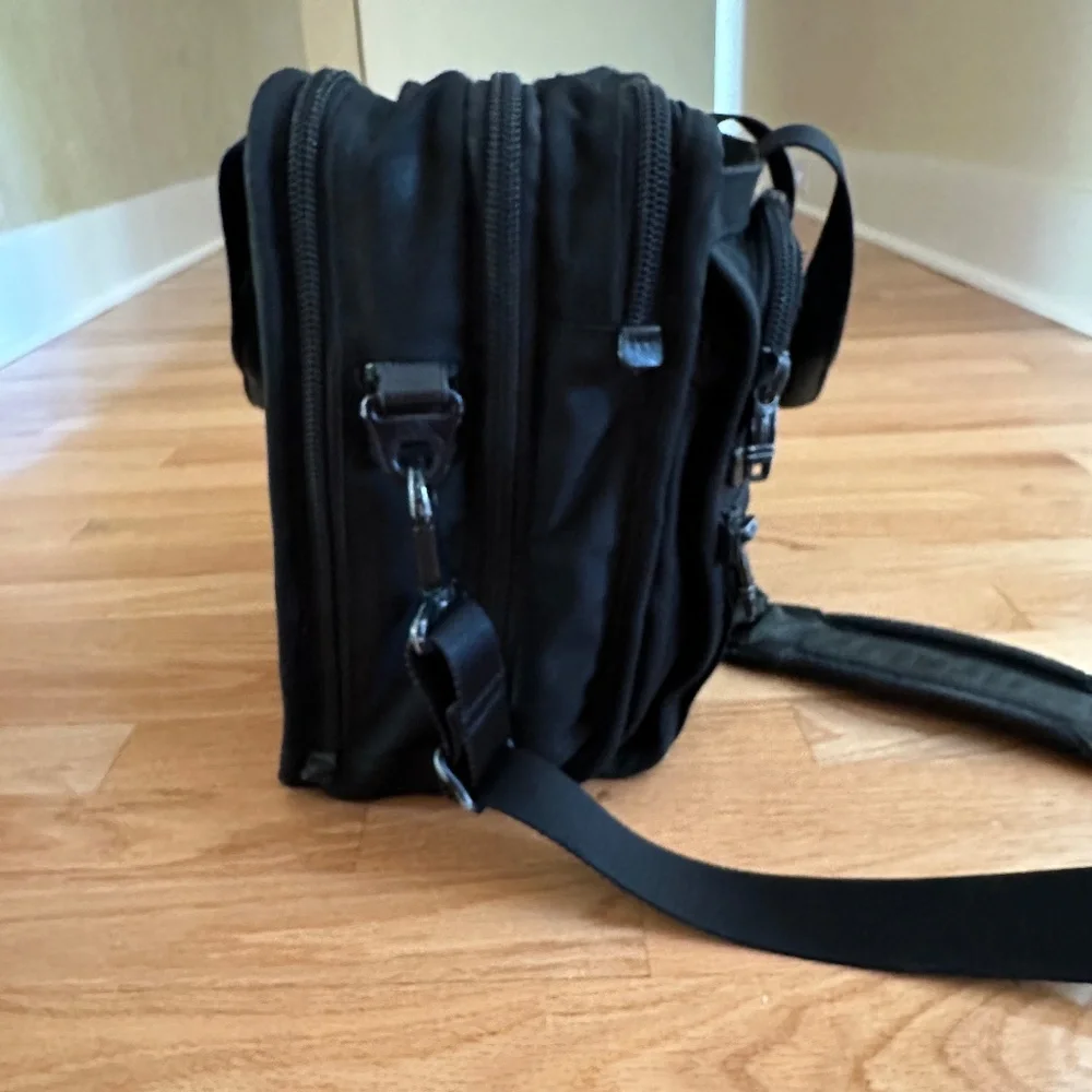 Tumi Alpha Expandable Black Nylon Satchel Crossbody